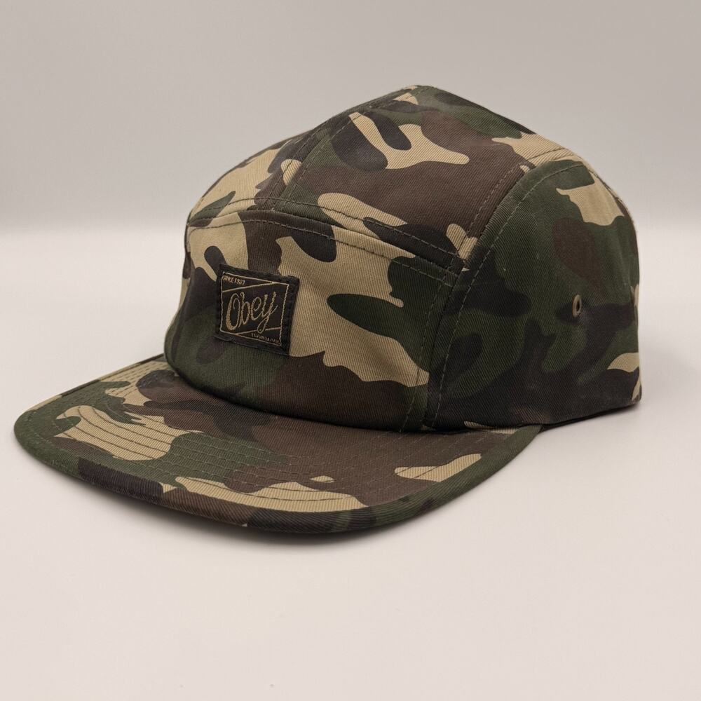 Obey Expedition 5 Panel Field Camo Strapback Hat